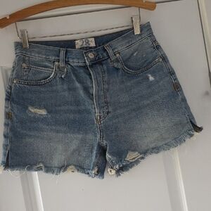 We The Free Light Blue Distressed Jean Shorts